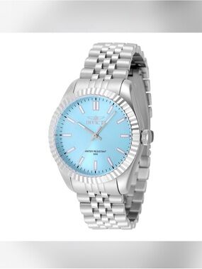 Invicta Silver Bracelet Watch with Light Blue Dial